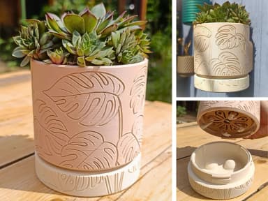 The Monstera Motif Planter | Self-Watering Indoor Pot - Thumbnail 1