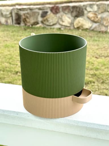 The Fluted Duo Planter | Modular Self-Watering Pot with Stand - Thumbnail 2