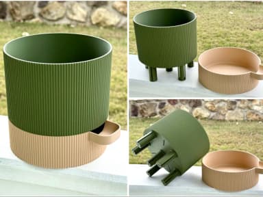 The Fluted Duo Planter | Modular Self-Watering Pot with Stand - Thumbnail 1