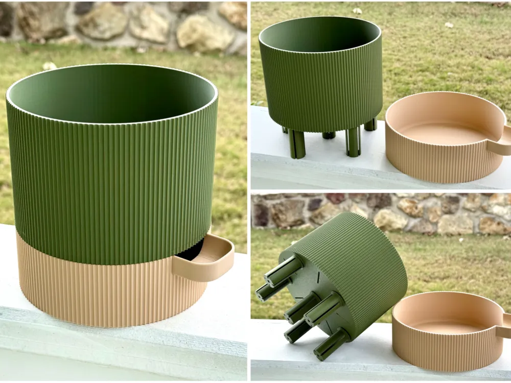 The Fluted Duo Planter | Modular Self-Watering Pot with Stand - Image 1