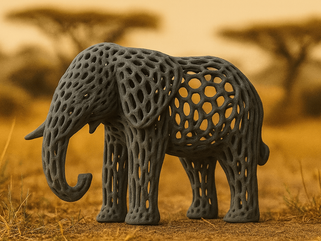 The Savanna Web Elephant Sculpture - Image 1